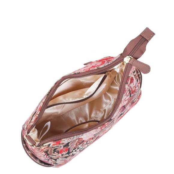 Women's Floral Tapestry Fabric Hobo Bag | Leather-Trimmed Crossbody Bag - Picture 5 of 8